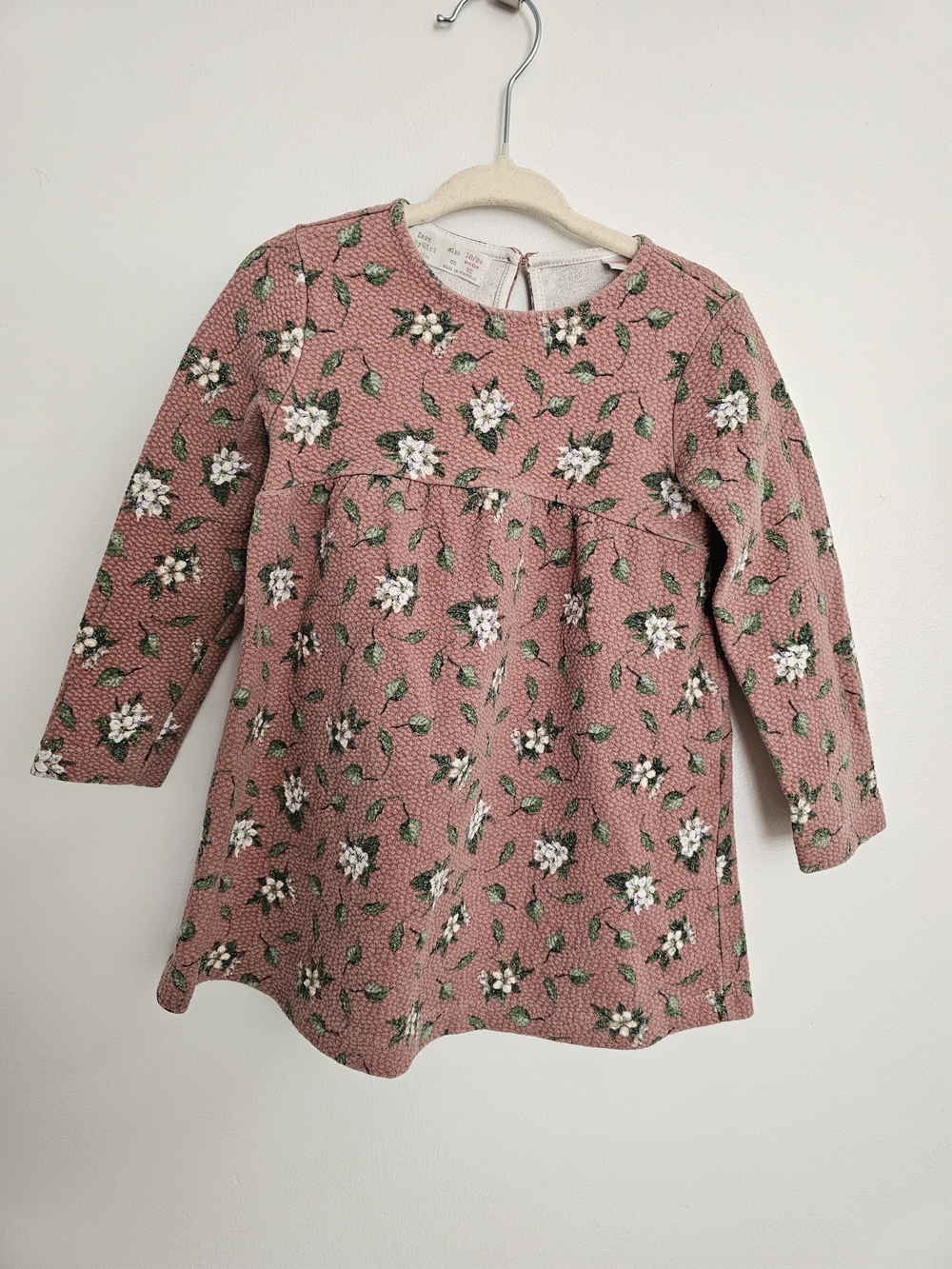 🧸2/20$ Zara 18-24M Baby Girl Pink Floral Long Sleeve Dress